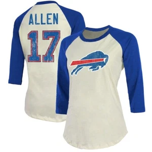 NWT Women's Buffalo Bills Josh Allen #17 Majestic Threads 3/4 Sleeve Shirt SZ S - Picture 1 of 11