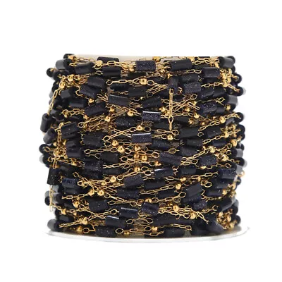 Cadenas de cuentas de piedras de tubo de acero inoxidable dorado de 1 metro para hacer collar pulsera Foto 1 de 4