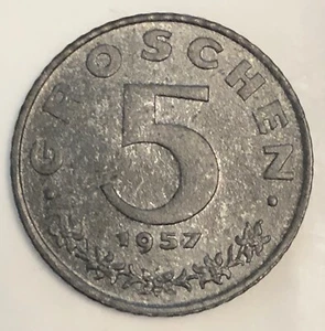 Austria 1957 5 groschen coin Republik Osterreich - Picture 1 of 2