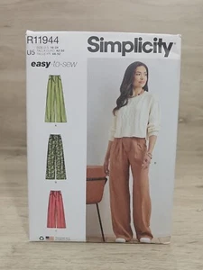 Simplicity R11944 Wide Leg, Front Pleat Pants 3 Styles Sz 16-24 UNCUT S9823 - Picture 1 of 3