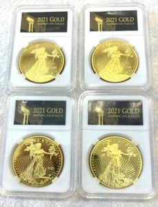 (4) 2021 - 1 OZ American Eagle Gold Coin Copy with Case High Quality Gift - Picture 1 of 2