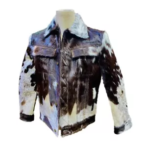 New Men's Genuine Cowhide Leather Jacket Natural Hair Of Cow Skin Fashion Jacket - Picture 1 of 6