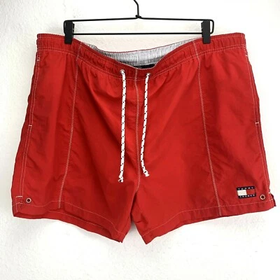 Vintage Tommy Hilfiger Swimwear Swimsuit Shorts Trunks Men Size XL Red 4" - Image 1 of 4