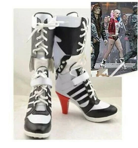 Batman Suicide Squad Harley Quinn Cosplay PU Boots High Heels Costume Customized - Picture 1 of 5
