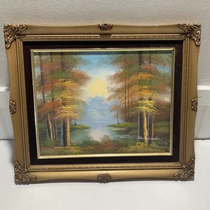 Vintage Landscape Landscape Oil Painting Fall Forest Signed Framed Fine Detailed - Picture 1 of 8