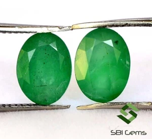 8x6 mm Certified Natural Emerald Oval Cut Pair 2.47 Cts Untreated Loose Gemstone - Picture 1 of 6