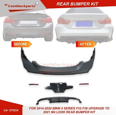 For 2014-2017 BMW 4 Series F32 F36 428i Upgrade To 2021 M4 Look Rear Bumper Kit - Image 1 of 3