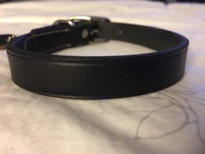 New Circle T Coastal Pet Products Premium Black Leather Dog Collar 16" - Picture 1 of 3