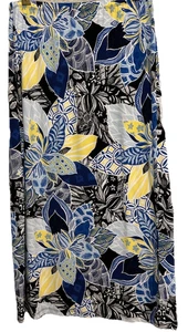 Christopher & Banks Skirt M Cute Blue Black And Yellow Stretch Knit Floral Print - Picture 1 of 4