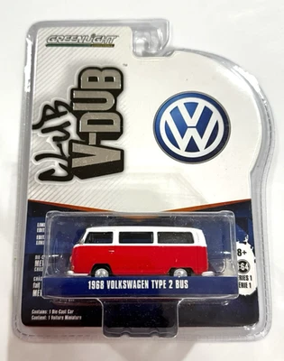 Volkswagen Tipo 2 Bus Club 1968 GreenLight V-Dub - 29790 NRFP blanco/rojo 1:64 Foto 1 de 3