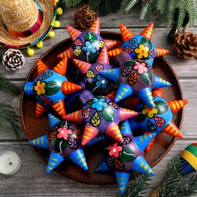 9 piezas Piñata Talavera adornos navideños mexicanos pintados a mano cinco puntas Foto 1 de 4