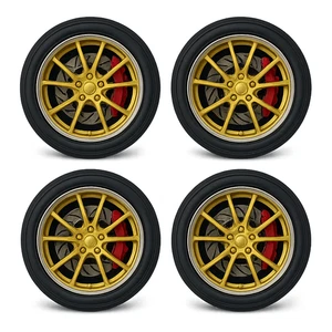 1/64 Gold Alloy Wheels - Multi-Spoke Racing Set fits Tomica Hot Wheels Matchbox - Picture 1 of 4