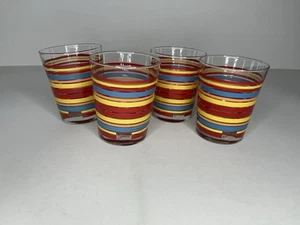 Fiesta Ware Glasses Tumblers SET 4 Retired Low Ball Cocktail Striped FiestawareB - Picture 1 of 4
