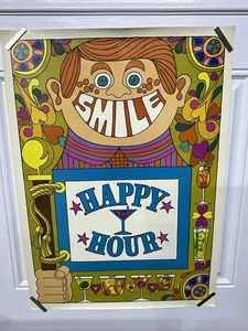 Vintage 1960s 1970s Southern Comfort Smile Happy Hour Poster - Picture 1 of 7