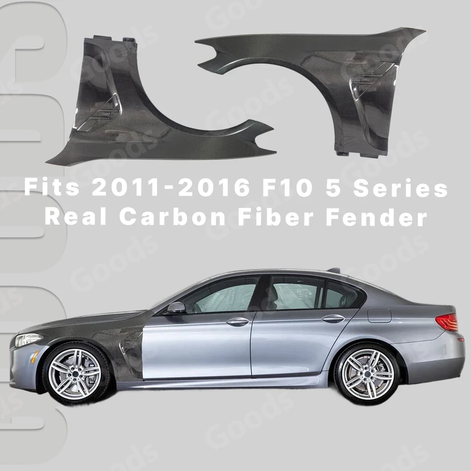 Painel de para-lama de resfriamento frontal de fibra de carbono real para 11-16 BMW 5 Series M Style - Imagem 1 de 4