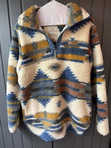 Simply Southern Pullover Womens Small Sherpa Fleece Aztec Southwest Pattern - Picture 1 of 6