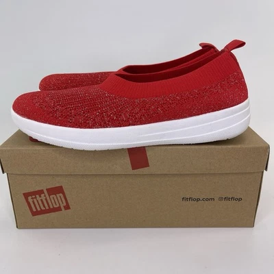 FitFlop UBERKNIT Slip On Ballet Flat Power Rojo Mujer Talla 9 Foto 1 de 4
