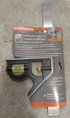 NEW Swanson 12Inch Combination Square Stainless Steel - Blade,Level & Scribe - Image 1 of 3