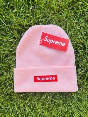Supreme Beanie Multicolor Pink One Size Embroidered Logo 100% Cotton Good - Image 1 of 4