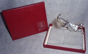 1981 Gorham American Heritage plata esterlina caballo y jinete sulky adorno de Navidad - Imagen 1 de 3