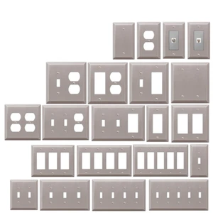 Switch Plate Cover Century Brushed Nickel Metal Wallplate Toggle Outlet Rocker - Picture 1 of 22