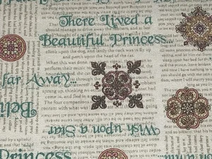 Fabric Princess Castle Phrases on White Cotton by the 1/4 yard BIN - Picture 1 of 4