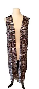 LuLaRoe Vest Sleeveless Long Geometrict Print Multicolor Sz L - Picture 1 of 6