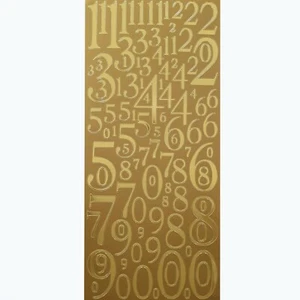 CARD MAKING NUMBER STICKERS Craft Peel Off Gold / Silver Set Outline Digits 0-9 - Picture 1 of 3