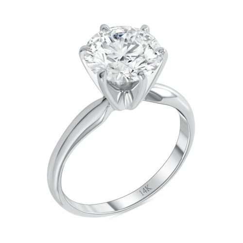 3.50 Ct Round Cut Solid 14K White Gold Created Diamond Engagement Wedding Ring