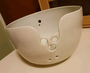 Hand Made Art Pottery Knitting Crochet Yarn Bowl Holder Ceramic Signed Large - Picture 1 of 8