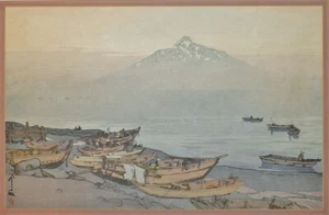 Yoshida Hiroshi "Peaceful Rishiri" 1938 Shin-Hanga Japanischer Holzschnitt - Bild 1 von 8