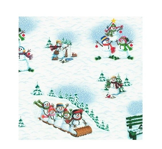 Tela de Navidad - I'm Snow Lindo Muñeco de Nieve Escenas Blanco - Robert Kaufman Yarda Foto 1 de 1