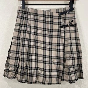 Vintage 90s Y2k Necessary Objects Plaid Wrap Buckle Mini Skirt Alt Grunge Emo 7 - Picture 1 of 6