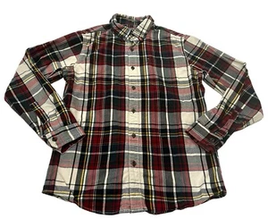 Camisa de franela Eddie Bauer para hombre MED calce clásico con botones roja negra amarilla - Imagen 1 de 7