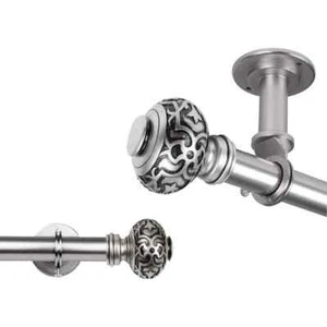 48-84 in. 1 in. Dia Single Ceiling Curtain Rod/Room Divider in Satin Nickel - Picture 1 of 4