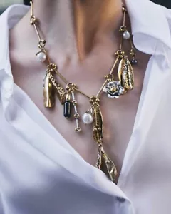 Collar Flor Zara Hoja Perla Plata Oro Dije Boho Amapola Francesa Baya Boho - Imagen 1 de 11
