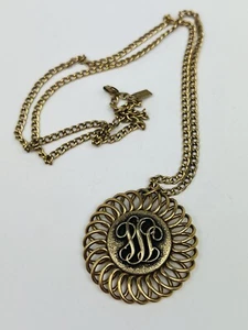 Emmons vintage interchangeable swirled Goldtone monogrammed Pendant Necklace - Picture 1 of 10