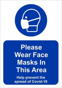 PLEASE WEAR FACE MASKS IN THIS AREA STICKERS AND FOAMEX SIGNS- A5/A4/A3 H&S - Picture 1 of 1