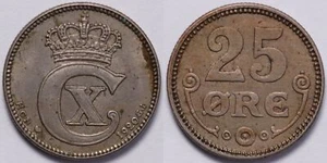 Denmark 1920 25 Ore Christian X KM-815.2a World Copper-Nickel Coin - Picture 1 of 3