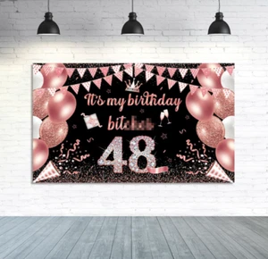 71x43in It's My Birthday Banner Backdrop Rose Gold Party Decorations Supplies - Picture 1 of 5