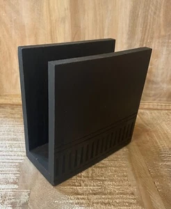 New Farmhouse Rustic Primitive BLACK WOOD NAPKIN HOLDER Upright - Picture 1 of 2