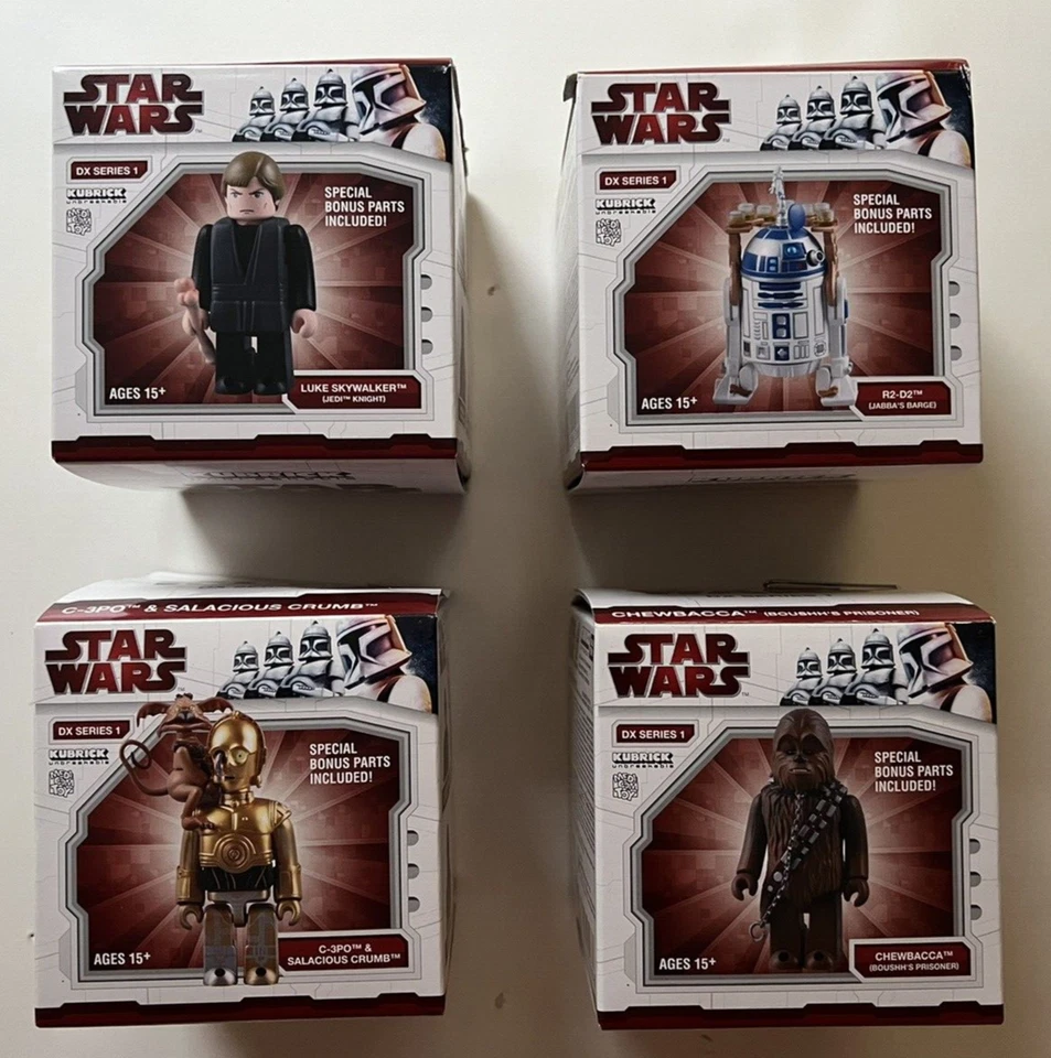 STAR WARS KUBRICKS DX SERIES 1 CONJUNTO DE 4 BONECOS MEDICOM JABBA CHEWBACCA C-3PO + - Imagem 1 de 2