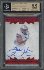 2015 LEAF ULTIMATE DRAFT JEFF HEUERMAN BA-JH2 MT+ RED AUTOGRAPH 1/5 BGS 9.5 OSU