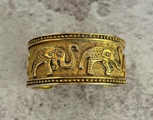 Vintage MMA Gold Elephant Cuff Bracelet India Metropolitan Museum 24kt plated - Picture 1 of 11