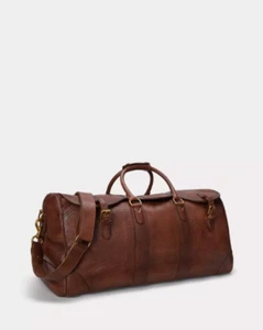 RALPH LAUREN HERITAGE LEATHER DUFFEL BAG UNISEX ADULTS VINTAGE BROWN GYM CARRYON - Picture 1 of 5