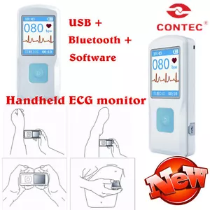Nueva FDA Handheld Portable ECG EKG Machine Heart Beat Monitor LCD USB Bluetooth - Imagen 1 de 11
