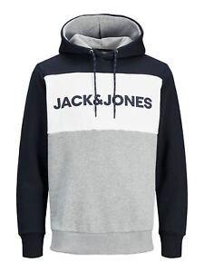 Jack & Jones Mens  JJELOGO Sweat Hoodie Sports Pullover Gym Hoody Overhead Top