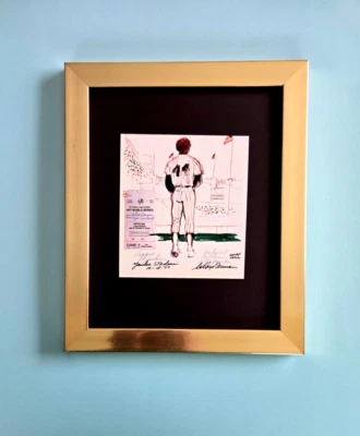 LEROY NEIMAN 复古 REGGIE JACKSON YANKEES 棒球板签名印刷框 W — 第 1/3 张图片