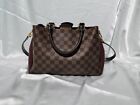 Louis Vuitton Damier Ebene Canvas Bordeaux Leather Brittany Women's Handbag