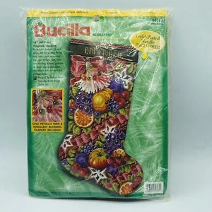 Bucilla Needlepoint 18" Stocking Kit 60768 Della Robbia Wool Fruit NEW Vintage - Picture 1 of 3